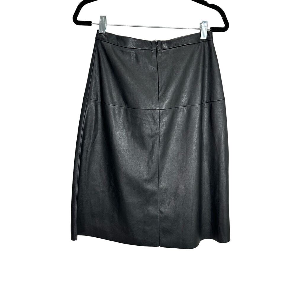 Matty M NWT Women’s Black Faux Leather A Line Midi Skirt size XS